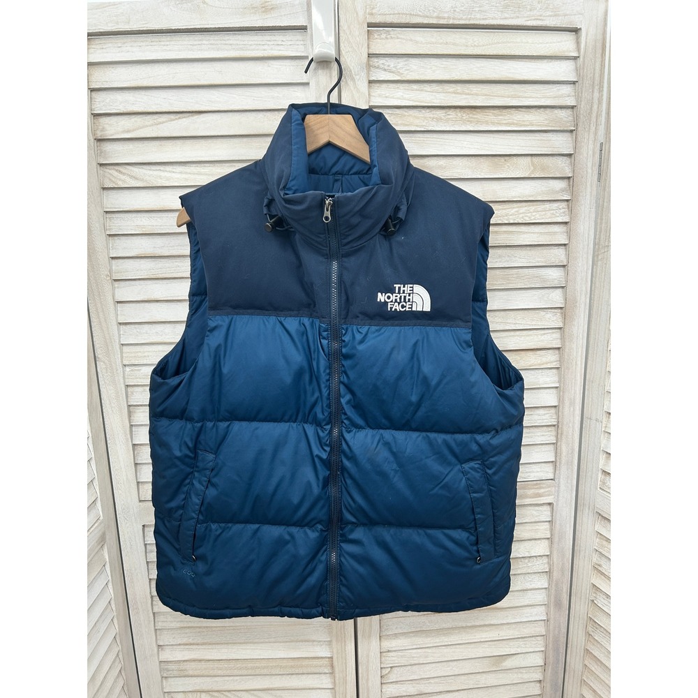 The North Face 600 Fill Down Puffer Vest Blue Men's Large Hooded Winter